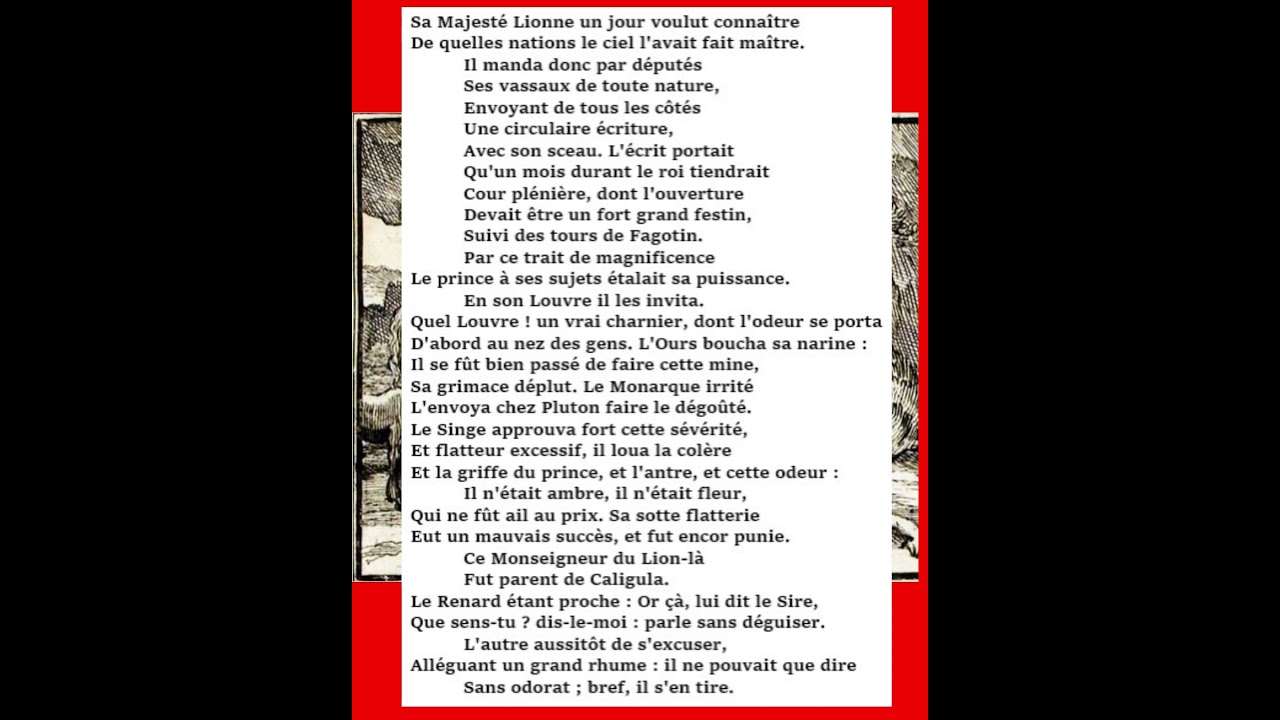 La cour du Lion - FABLE Jean de La Fontaine 