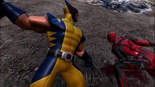Deadpool vs Wolverine Death battle in lava volcano screenshot 4