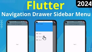 Flutter | Navigation Drawer Sidebar Menu with Pages Navigation | Flutter tutorial 2024 | Easy Way