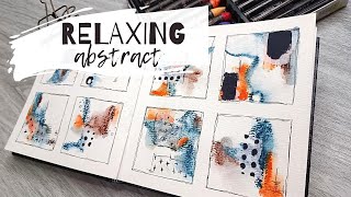 Abstract Art Journal Process Grid Pages With Water-Soluble Crayons Collage