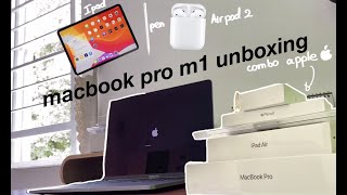 /eng/ macbook pro m1 unboxing /full apple combo/ ipad air 4, pencil 2, airpod 2