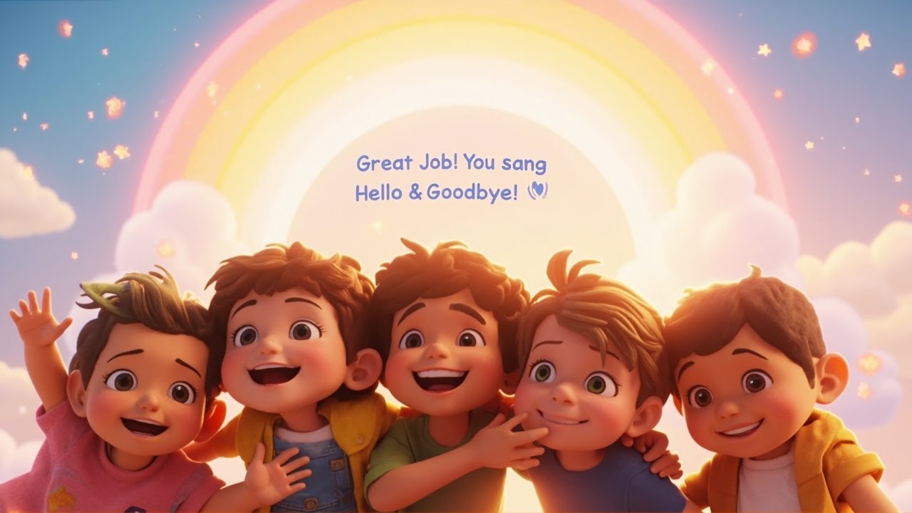 Hello & Goodbye Song 👋🌈 | Kids Greeting & Farewell Song | Fun Preschool ...