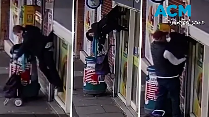 Woman lifted into the air after being caught on shop shutters