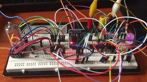 Breadboard of Atmega328p nixie tube clock and power supply