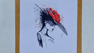 Red Rose Elegance: Modern Abstract Fashion Art by SSM Art (2025) | Viral Sketch Masterpiece