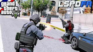 GTA V - LSPDFR มาเป็นตำรวจในเกม GTA V SWAT เหตุก่อการร้ายกับ ผู้ร้ายใส่ชุดหุ้มเกราะ กราดยิงคน #152