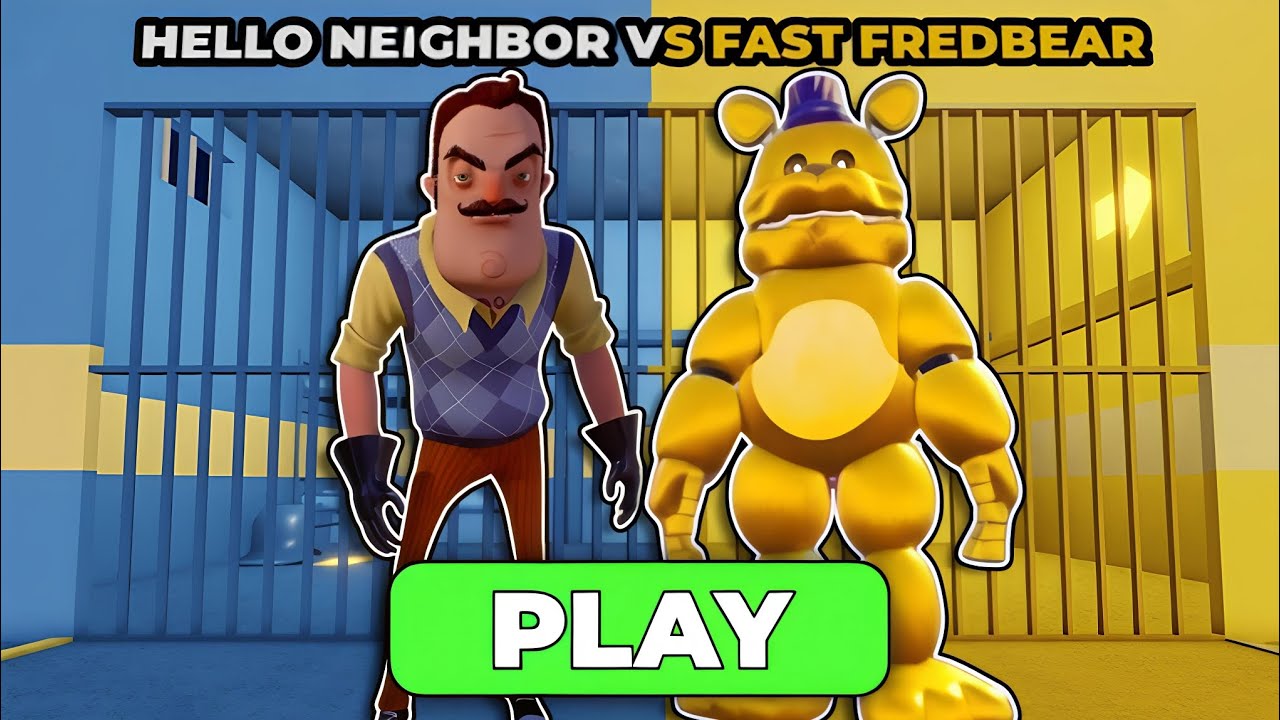 HELLO NEIGHBOR VS FAST FREDBEAR PRISON RUN! (Obby) 