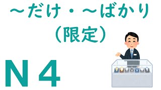 【Ｎ４文法】～だけ・～ばかり（限定）