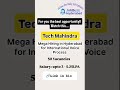 Tech Mahindra Opening, Technical Support, Salary upto 5 lpa