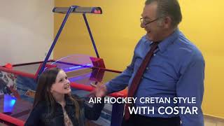 Air hockey with Costar, Chrissi Amoudia Crete Greece