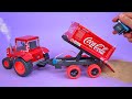 Increíble Mini REMOLQUE BASCULANTE PARA TRACTOR con latas de refresco