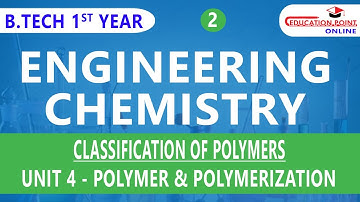 Lec 2 | Classification of Polymers  | Engineering Chemistry | B.Tech 1st Year
