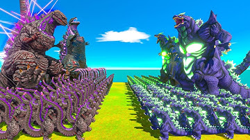 Growing Size Comparison : 2 vs 2 - Super Godzilla vs Shin Godzilla ! Animal Revolt Battle Simulator