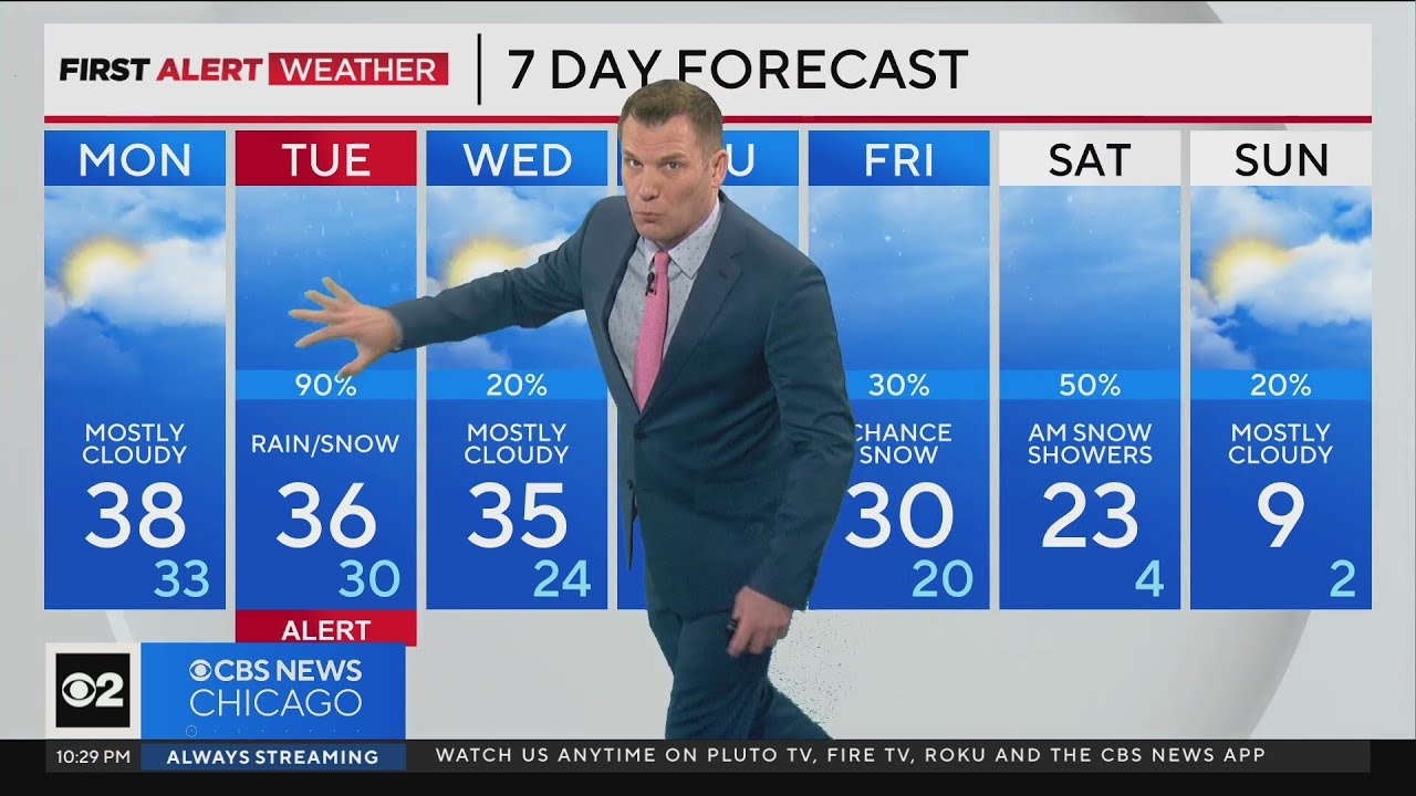 Snow, winter weather moving into Chicago area - YouTube