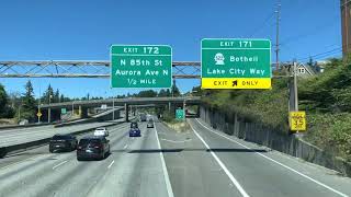 Northbound Sound Transit Express Bus Route 512 from U-District to Lynnwood (5X Time-lapse)