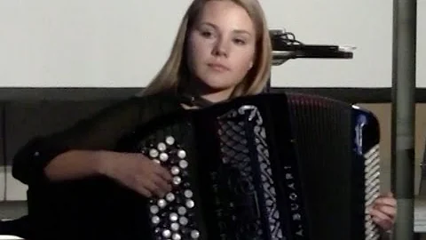 Vilma plays Czardas by Monti at a benefit concert on accordion, dragspel.