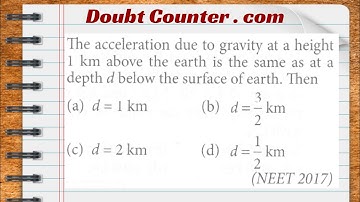 The acceleration due to gravity at a height 1 km above the earth is the same as at a depth d below