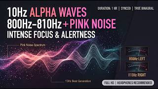 Alpha Waves (800Hz–810Hz) + Pink Noise | 10Hz Binaural Beats for Flow State & Clarity