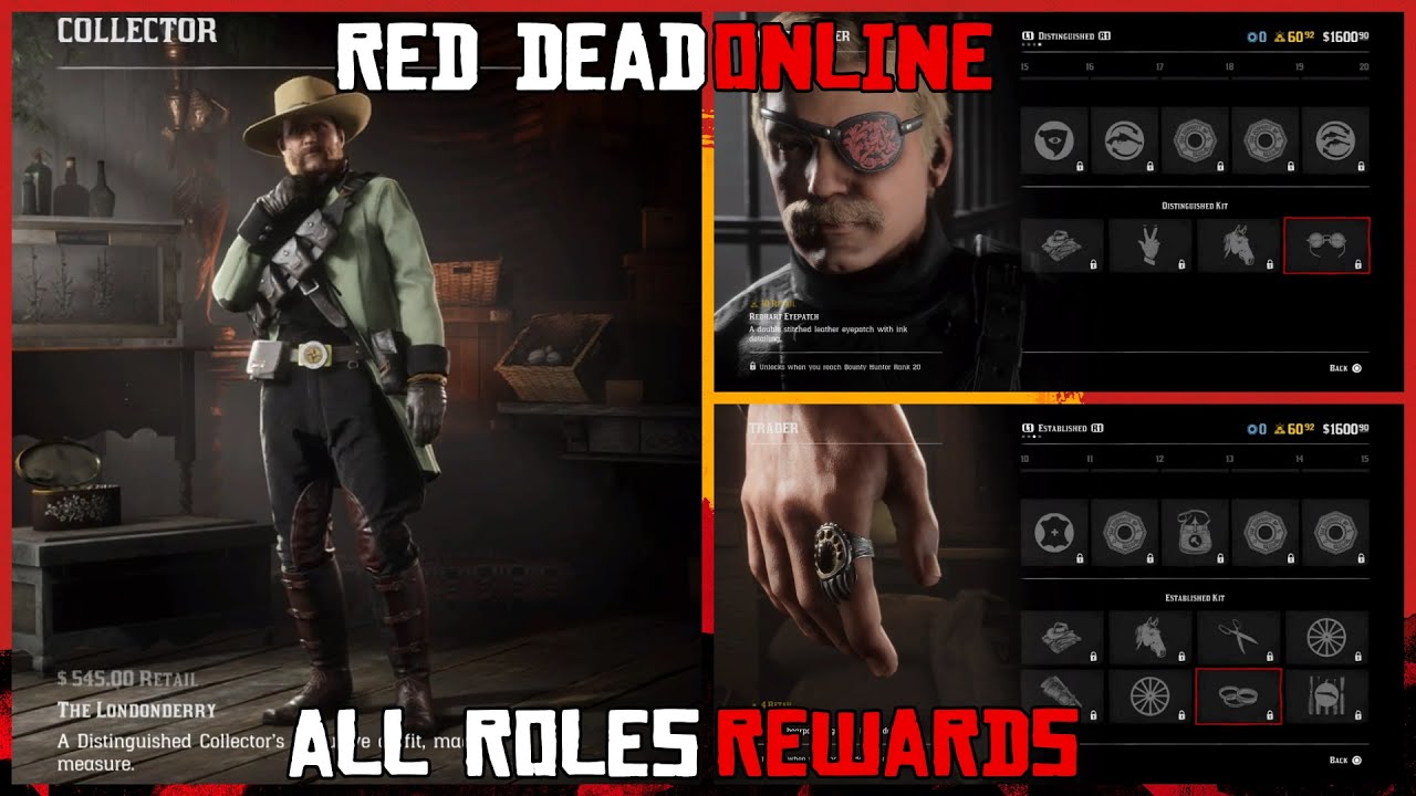 Red Dead Online Collector Bounty Hunter And Trader Roles All Item Rewards Showcase