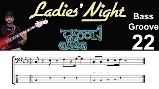 LADIES NIGHT (Kool & The Gang) How to Play Bass Groove Cover with Score & Tab Lesson chords