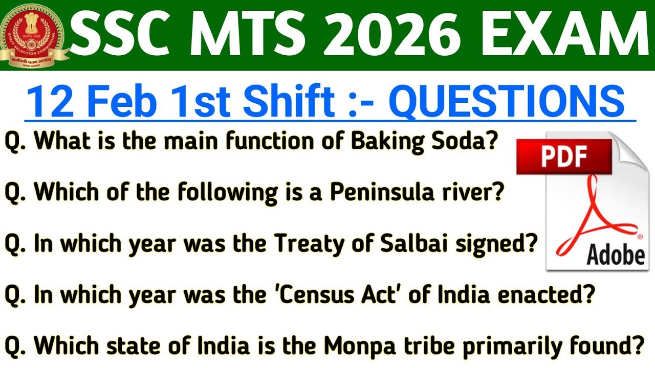 SSC MTS 12 Feb 1st Shift Review | Real Questions Asked | SSC MTS Paper Analysis 2026