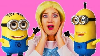Frozen Elsa & Spiderman Vs Minions With Joker & Pink Spidergirl Superhero Fun In Real Life