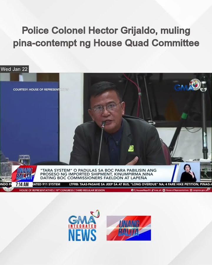 Police Colonel Hector Grijaldo, muling pina-contempt ng House Quad Committee | Unang Balita