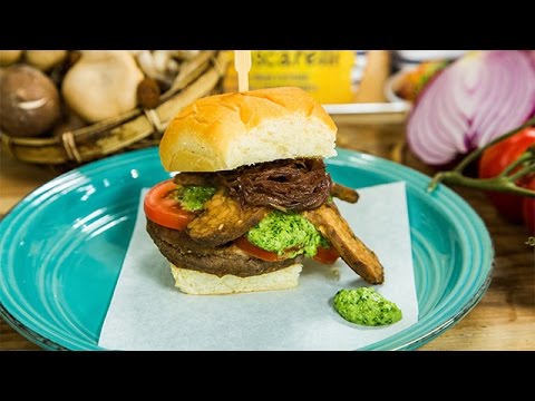 Recipe - Portobello Sliders with Caramelized Onions and Tempeh Bacon - Hallmark Channel - YouTube