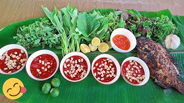 Tiết canh dê,cá rô phi nướng,em xin mời cả nhà cùng thưởng thức,Amthucdanda