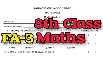 8th Maths FA-3/CBA-2 Question Paper 🗞️💯💯 Real | 💯💯FA-3 MATHS 8TH Class Question Paper 2023-2024 #fa3