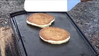 Campfire Breakfast on the Blacklock Cast Iron Griddle and the Bitty Big Q Foldable grill