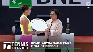 Aryna Sabalenka's Rome Finalist Speech | 2024 Rome Final