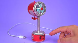 Создание Удивительный мини USB вентилятор с содовой банки и DC Motor