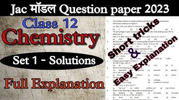 Jac class 12 chemistry model paper 2023 | class 12 chemistry model paper 2023 jac board