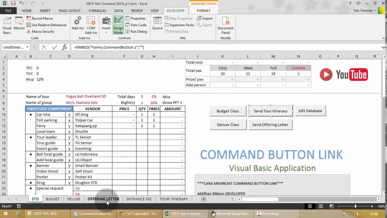 Command button to open worksheet excel - YouTube
