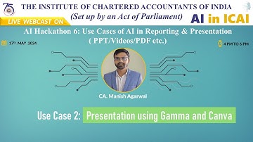 Hackathon 6: Series 1 - Use Case 2 | Presentation using Gamma and Canva | CA. Manish Agrawal