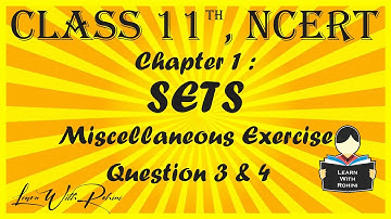 Sets | Chapter 1 | Miscellaneous Exercise | Question 3 & 4| NCERT | Maths |Tamil | class 11
