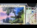 Morning Lake - Watercolor Painting | steps to follow