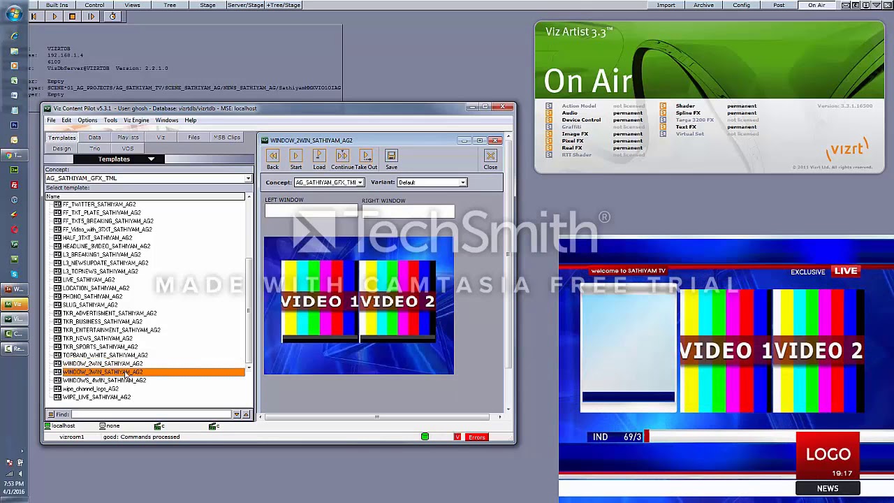VCP Live Record News Broadcast Graphics: Vizrt Single Engine Designs Solutions