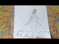 How to draw a girl with beautiful dress -step by step __ Pencil sketch for beginners __ Girl Drawing