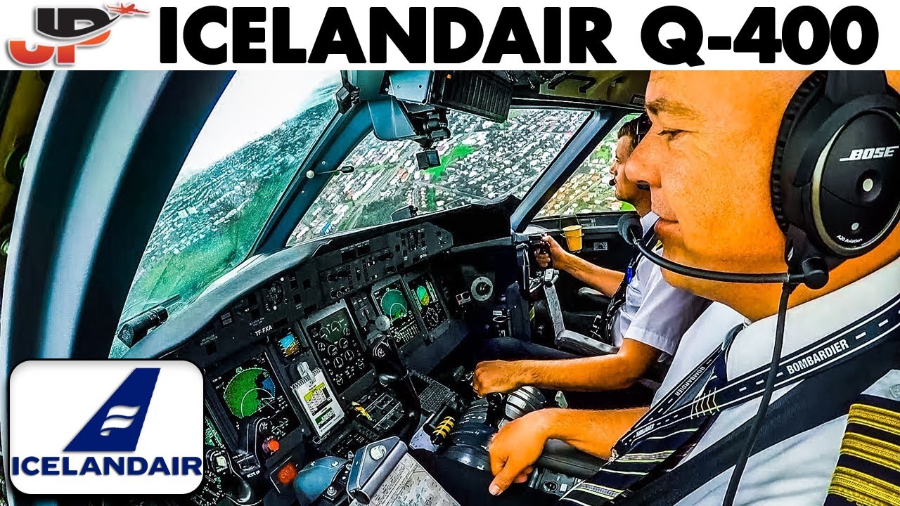Akureyri to Reykjavik in Icelandair Q-400 cockpit