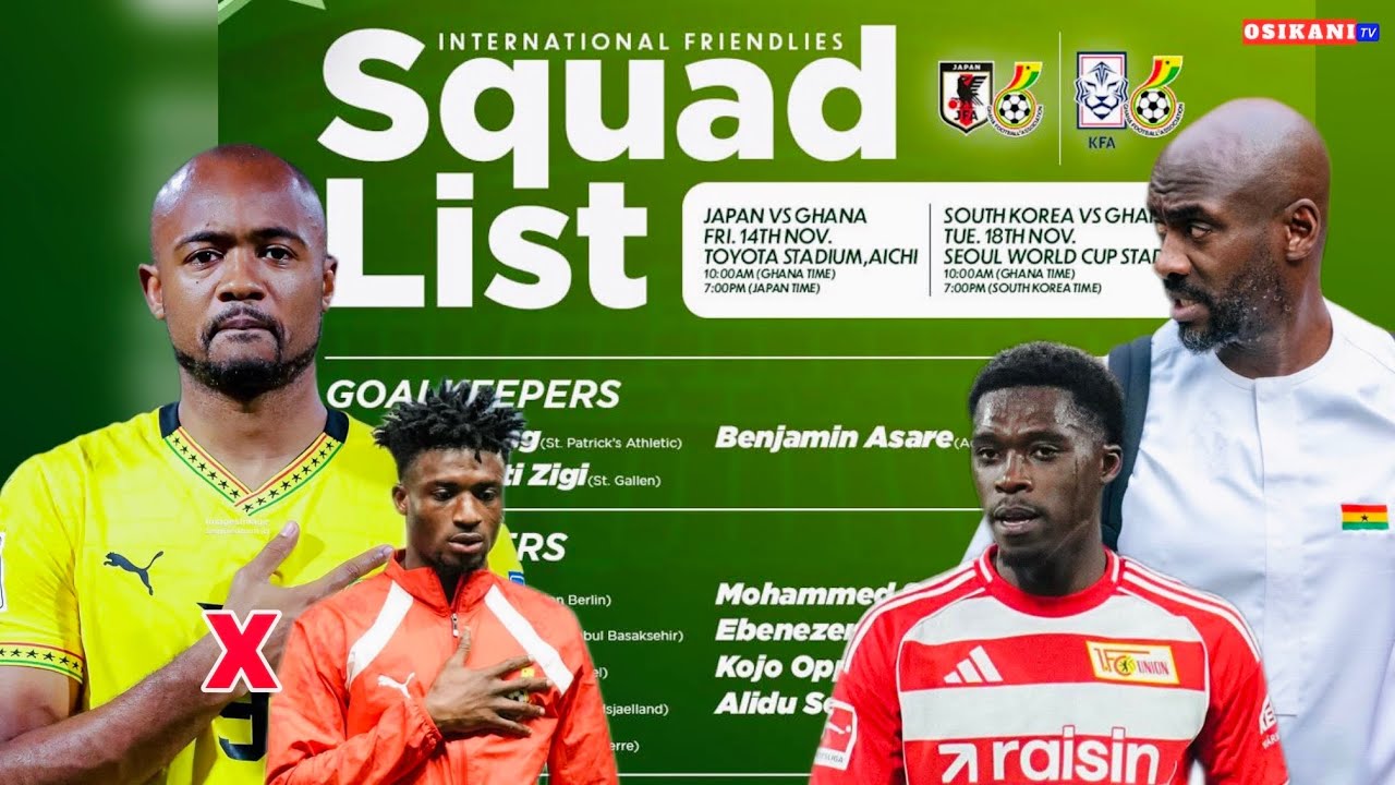 BREAKING🇬🇭: BLACK STARS FINAL 22-MAN SQUAD BY OTTO ADDO VS JAPAN & SOUTH KOREA