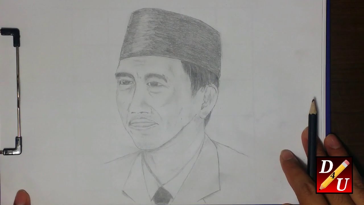 Gambar Menggambar Jokowi Draw Sketch Youtube Gambar Pensil Di