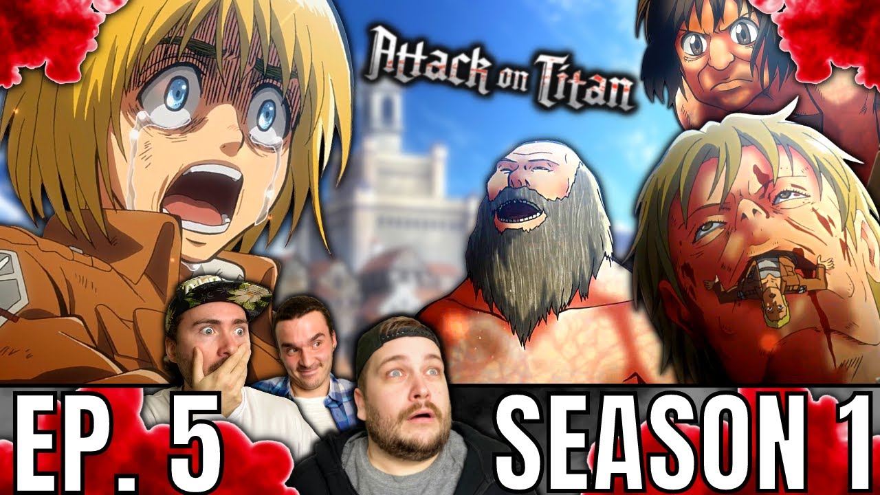 Attack on Titan REACTION | 1x5 | First Battle: Battle of Trost District ...
