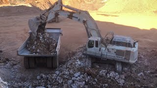 Liebherr 984 Excavator Loading Caterpillar Dumpers - Sotiriadis/Labrianidis Mining Works