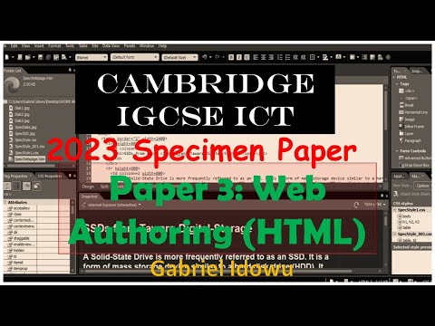 Igcse || Ict 0417 || Specimen Paper 2023 || Web Authoring Using Ms Expression Web