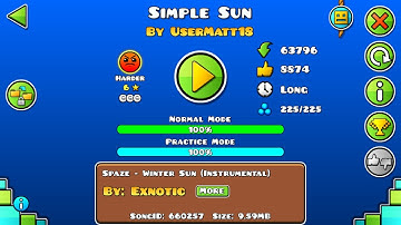 Geometry dash 2.1 - Simple sun (100% ALL COINS) by UserMatt18 DAILY