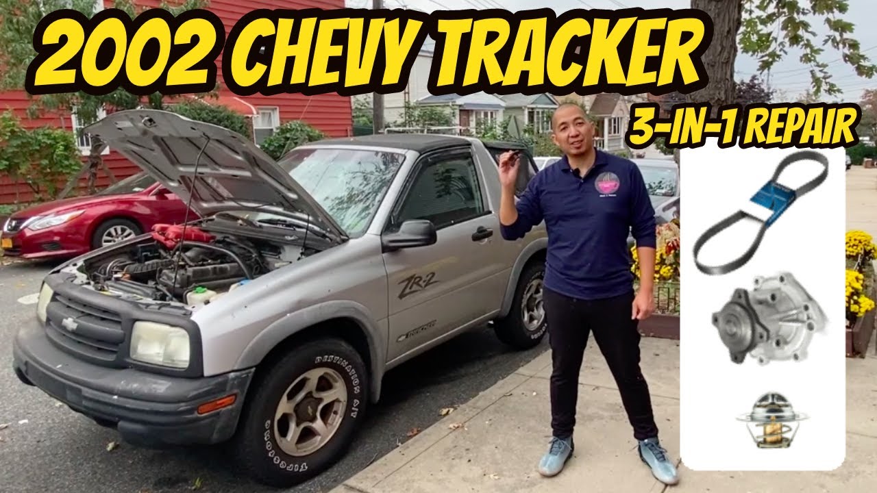 How To Replace A Drive Belt Water Pump And Thermostat On A 2002 Chevrolet Tracker Zr2 3 In 1 Youtube
