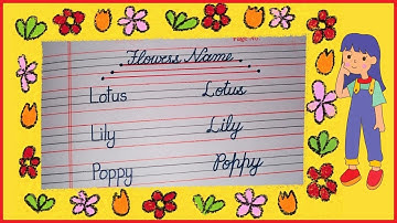 flowers name in cursive handwriting | cursive handwriting practice | learn flowers name @Basics4Kids
