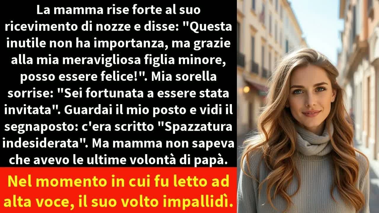 Mia madre mi ha fatto sedere al tavolo più lontano, vicino alla cucina, e al mio posto c'era un biglietto con scritto "Inutile spazzatura". Durante il suo discorso di matrimonio, ha detto davanti...